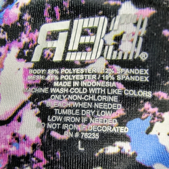 RB3 Blue and Pink Strappy Sports Yoga Bra with Cosmic Design, L - Picture 5 of 6